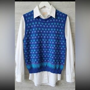 Pendleton Sweater Vest Womens Medium Wool Polka Dot Blend Golf Pullover Vintage